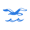 Icon constituido por uma gaivota que representa a linha Azul
